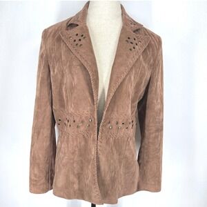 Vintage Western Faux Suede Jacket Studded Whipstitch 8 Indie Festival Country